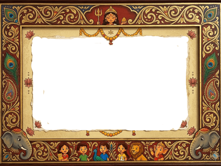 Durga Puja Ornate Golden Frame